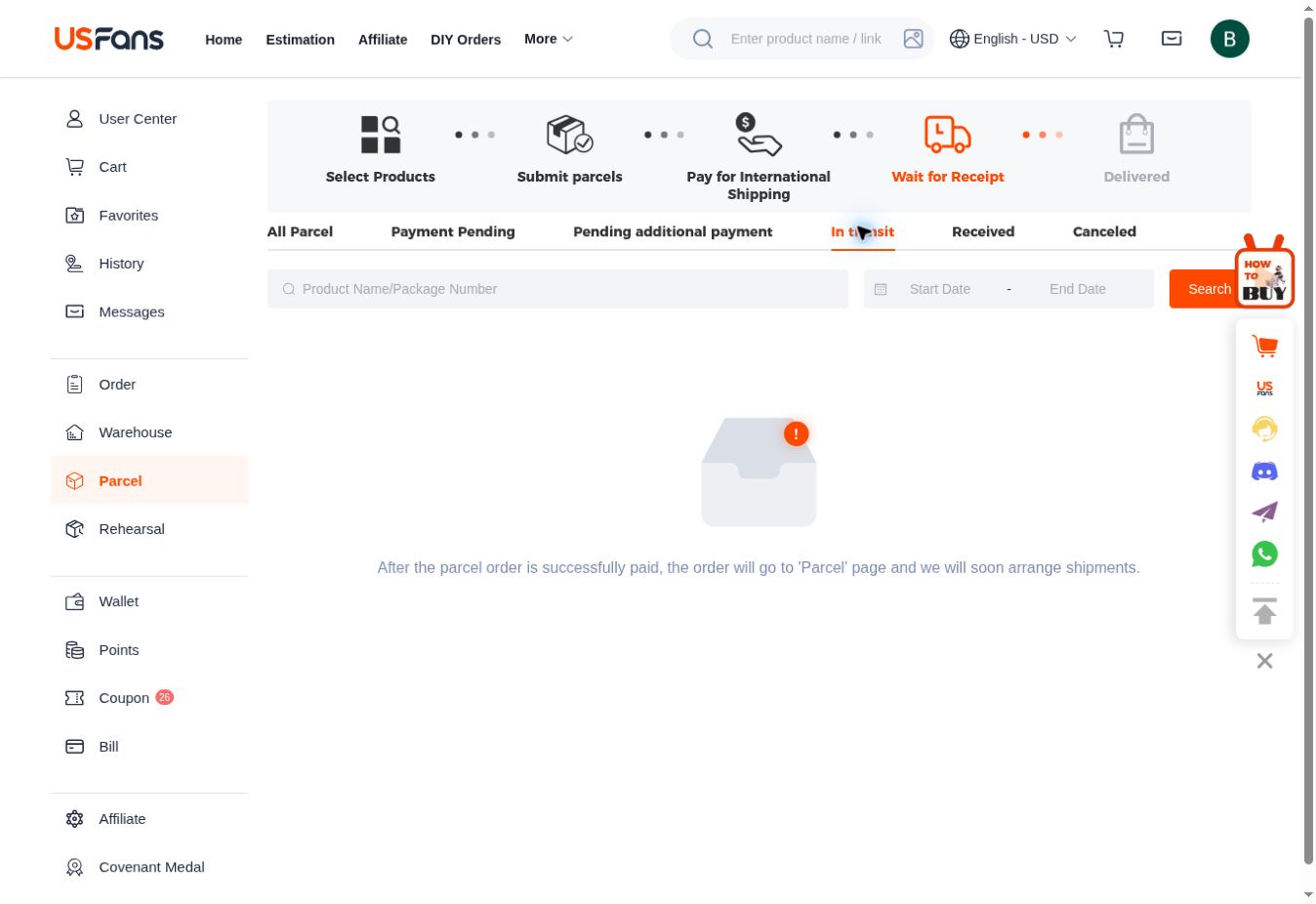 Actual page navigation · Parcel