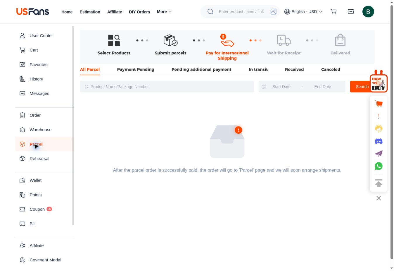 Actual page navigation · Parcel